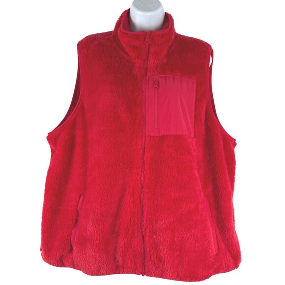 Lands' End Cozy Sherpa Fleece Vest 2X High Pile Fleece Blushed Red CJ-1981 - Picture 1 of 10
